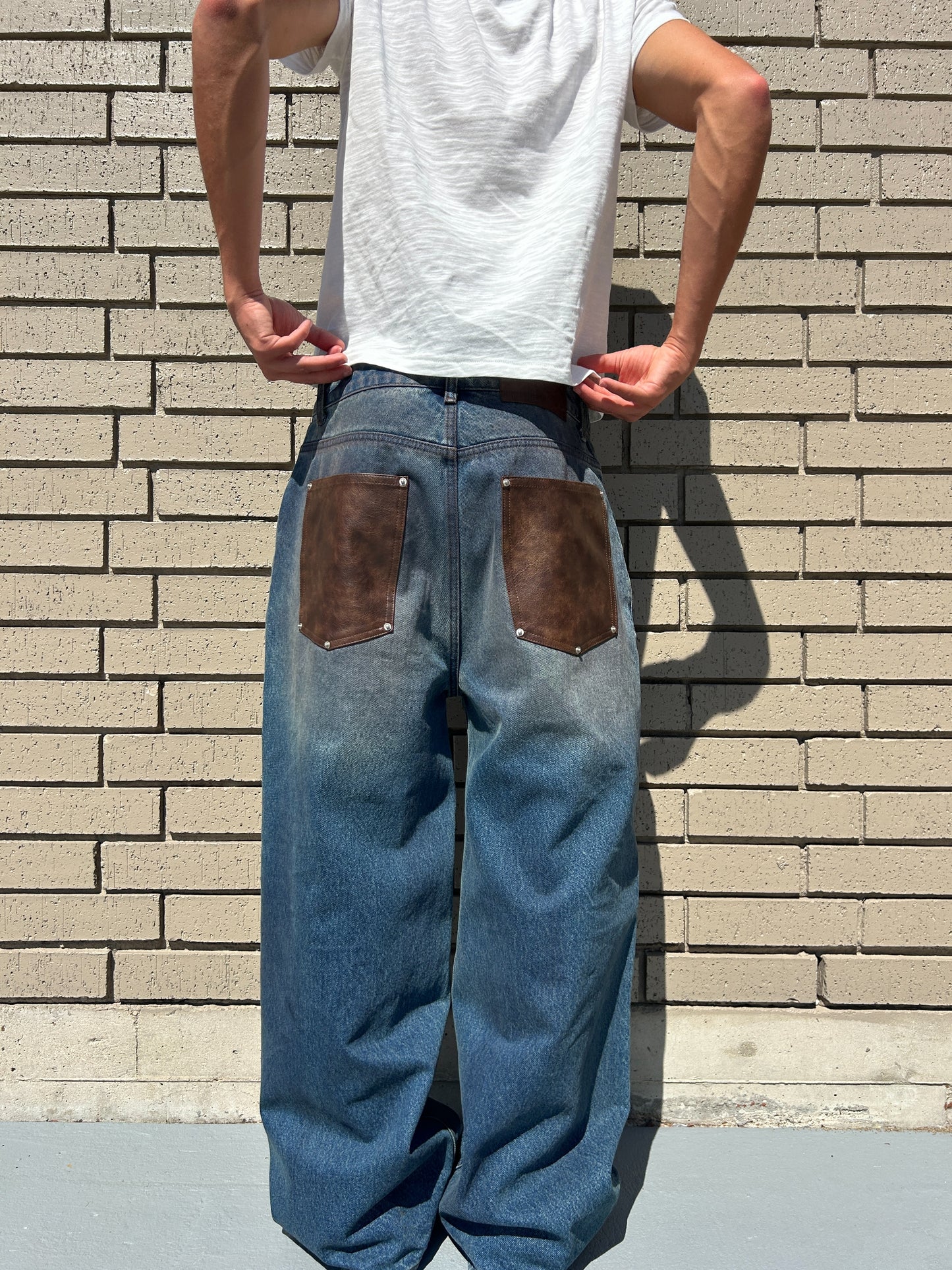 Leather Pocket Denim